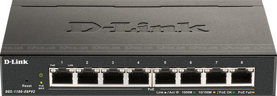 zoom image for D-Link DGS-1100-08PV2 8-Port Gigabit PoE Smart Managed Switch