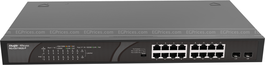 صورة مكبرة ل رويجي rg-es118gs-p سويتش 18-منفذ 10/100/1000 ميجابت غير مدار poe