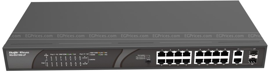 zoom image for RG-ES118S-LP 16-port 10/100Mbps Desktop Unmanaged Switch