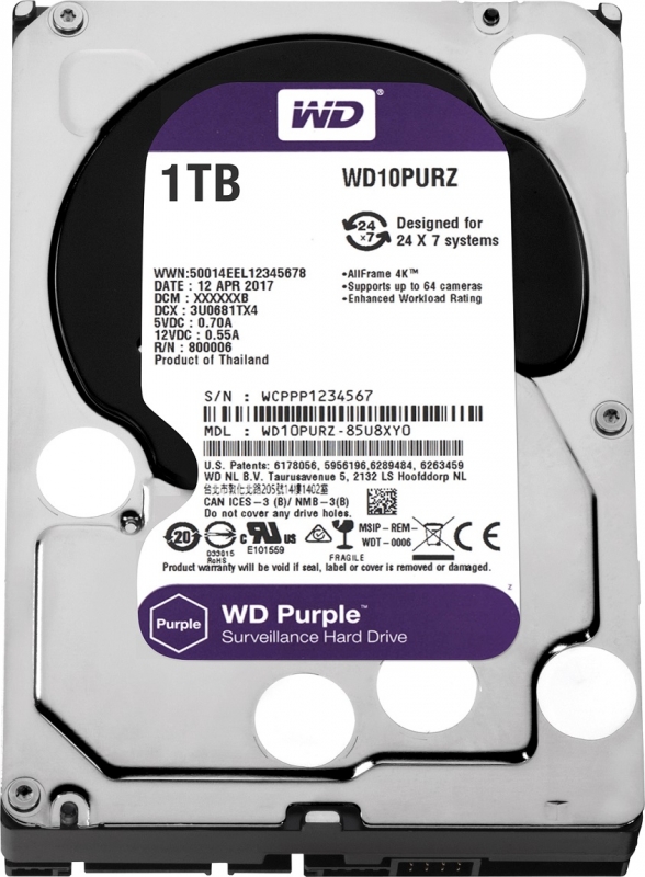 zoom image for (WD) Purple Surveillance WD10PURZ 1TB 64MB Cache Internal HDD